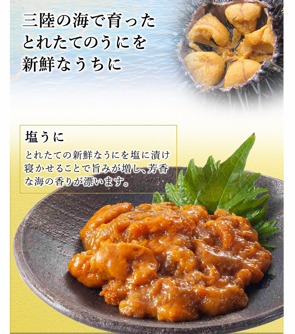 塩うに 岩手県産 80g（五篤丸水産）うに ウニ お歳暮 ギフト 3.11 冷凍 汐うに 塩雲丹 プレゼント 日本まるごと新鮮市場